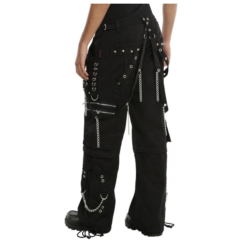 Men Gothic Trouser Black Chain Trouser Zip Off Punk Short Pant Goth